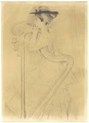 Mme Helleu avec une harpe (Paul César Helleu) - Muzeo.com