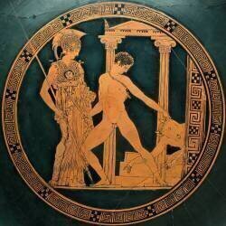 Theseus fighting the Minotaur in the presence of Athena (Aison) - Muzeo.com