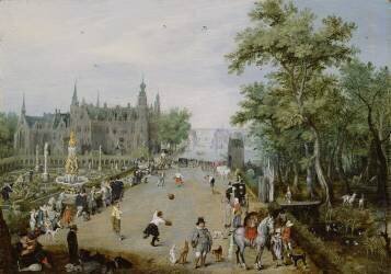 A Jeu de Paume Before a Country Palace (Adriaen Pietersz van de Venne) - Muzeo.com