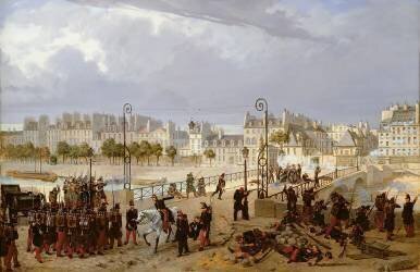An Attack on a Barricade on the Pont de l'Archeveche (Philippe Marie Chaperon) - Muzeo.com