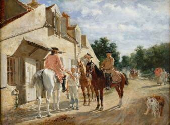 Au Tourne-bride, dit aussi Tournebride en forêt de Saint-Germain (Jean-Louis-Ernest Meissonier) - Muzeo.com