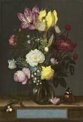 Bouquet of Flowers in a Glass Vase (Ambrosius Bosschaert) - Muzeo.com