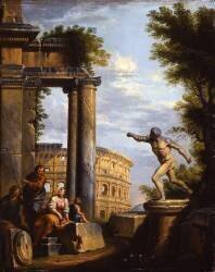 Capricci of Classical ruins with philosophers discoursing (Giovanni Paolo Pannini) - Muzeo.com