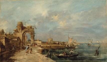 Caprice avec arc en ruine et port de mer (Francesco Guardi) - Muzeo.com
