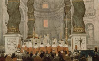 Cérémonie pontificale à Saint-Pierre-de-Rome sous le Baldaquin du Bernin (Jean-Auguste-Dominique Ingres) - Muzeo.com