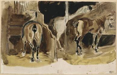 Chevaux dans une écurie (Eugène Delacroix) - Muzeo.com