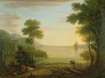 Classical landscape with figures and animals (John Wootton) - Muzeo.com