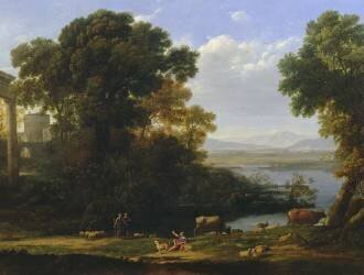 Classical river scene with a view of a town (Claude Gellée) - Muzeo.com