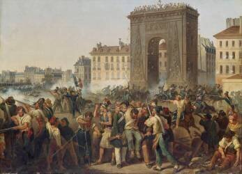 Combat de la porte Saint-Denis, le 28 juillet 1830 (Hippolyte Lecomte) - Muzeo.com