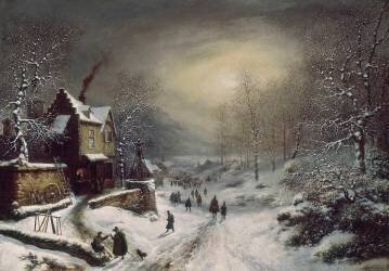Convoi militaire - effet de neige et de soleil (Louis Claude Malbranche) - Muzeo.com