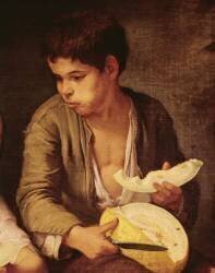 Detail of Two Children Eating a Melon and Grapes (Bartolomé Esteban Murillo) - Muzeo.com
