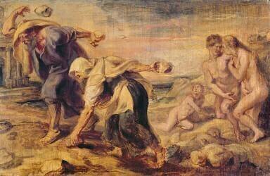 Deucalion and Pyrrha Repeople the World by Throwing Stones Behind Them (Peter Paul Rubens) - Muzeo.com