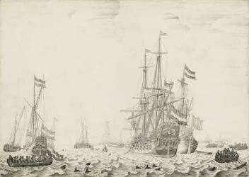 Dutch Ships near the Coast (Willem van de Velde the Elder) - Muzeo.com