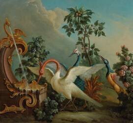 Echassiers de fantaisie près d'une fontaine (Jean-Baptiste Oudry) - Muzeo.com
