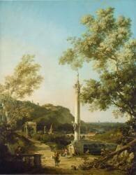 English Landscape Capriccio with a Column (Canaletto) - Muzeo.com