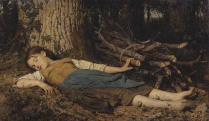 Fillette endormie dans les bois (Albert Anker) - Muzeo.com