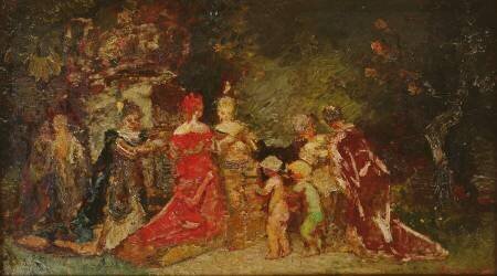 Gathering in a Park (Adolphe Joseph Monticelli) - Muzeo.com