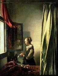 Girl at a Window Reading a Letter (Johannes Vermeer) - Muzeo.com