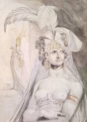 Half Figure of a Courtesan with Feathers (Johann Heinrich Füssli) - Muzeo.com