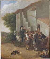 Halte à la porte d'un cabaret (Johannes Lingelbach) - Muzeo.com