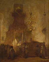 Interior of a German Synagogue in the Hague (Johannes Bosboom) - Muzeo.com
