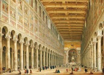Interior of San Paolo Fuori le Mura (Giovanni Paolo Pannini) - Muzeo.com