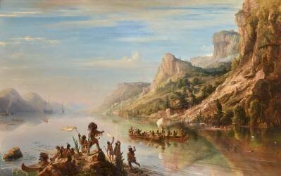 Jacques Cartier découvre et remonte le fleuve Saint-Laurent au Canada en 1535 (Théodore Gudin) - Muzeo.com