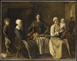 La Famille heureuse ou le retour du baptême (Louis Le Nain) - Muzeo.com