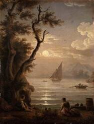 La lune sur l'eau, paysage animé (Simon Mathurin Lantara) - Muzeo.com
