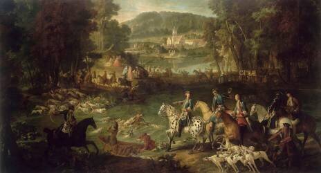 La mort du cerf aux étangs de Saint-Jean-aux-Bois (Jean-Baptiste Oudry) - Muzeo.com
