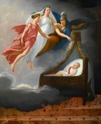 La Vertu, la Sagesse et la Justice entourent le berceau du roi de Rome (Alexandre Rémy) - Muzeo.com