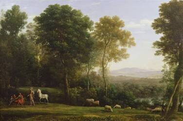 Landscape with Erminia in Discourse with the Old Man and his Sons (Claude Gellée) - Muzeo.com