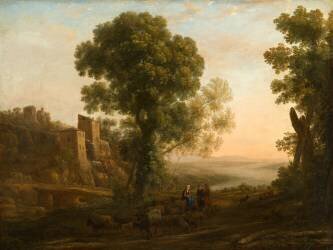 Landscape with Peasants Returning with Their Herds (Claude Gellée) - Muzeo.com