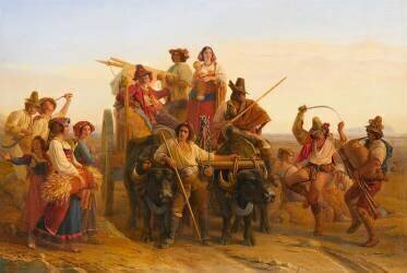 L'Arrivée des moissonneurs dans les marais Pontins (Léopold Robert) - Muzeo.com