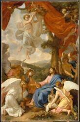 Le Christ au désert servi par les anges (Charles Le Brun) - Muzeo.com