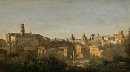 Le Forum vu des jardins Farnèse (Jean-Baptiste Camille Corot) - Muzeo.com