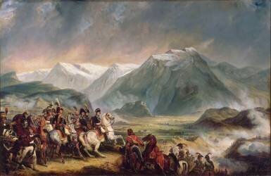 Le Général Bonaparte suivi de son état-major, à la bataille de Rivoli, 14 janvier 1797 (François Gabriel Lépaulle) - Muzeo.com
