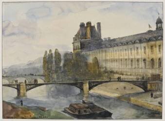 Le pavillon de Flore vu des fenêtres de l'Institut, le 1er janvier 1844 (François-Marius Granet) - Muzeo.com
