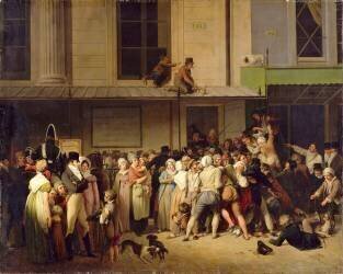 L'entrée du théâtre de l'ambigu-comique à une représentation gratis (Louis-Léopold Boilly) - Muzeo.com