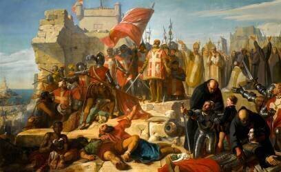 Levée du siège de Malte assiégé par le général Ottoman Mustapha, en septembre 1565 (Charles Philippe Larivière) - Muzeo.com