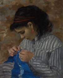 Lise Sewing (Auguste Renoir) - Muzeo.com