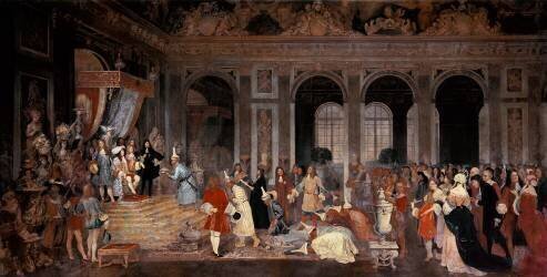 Louis XIV Receiving Ambassadors from Siam at Versailles (Jacques-Edmond Leman) - Muzeo.com