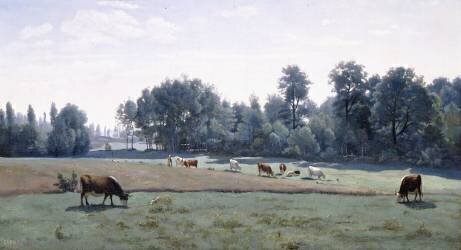 Marcoussis - Cows Grazing (Jean-Baptiste Camille Corot) - Muzeo.com