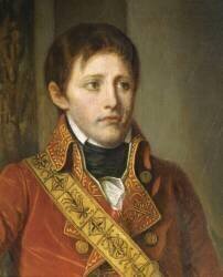 Napoléon Bonaparte, Premier Consul, représenté devant une vue de la ville d'Anvers en 1803 (Jean-Baptiste Greuze) - Muzeo.com