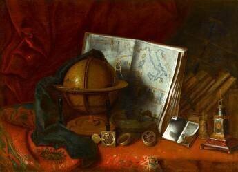 Nature morte au globe terrestre (Evaristo Baschenis) - Muzeo.com