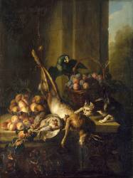 Nature morte au perroquet et lièvre mort (Alexandre-François Desportes) - Muzeo.com