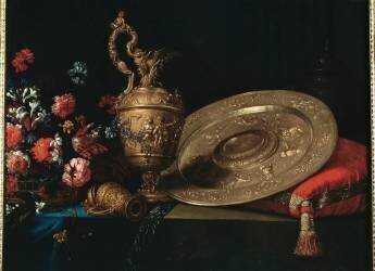 Nature morte avec fleurs et orfèvrerie (Michel Gobin) - Muzeo.com