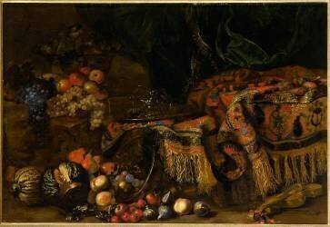 Nature morte, plusieurs fruits sur un tapis (Francesco Noletti) - Muzeo.com