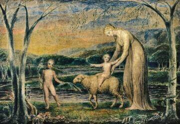 Our Lady with the Infant Jesus Riding on a Lamb with St John (William Blake) - Muzeo.com