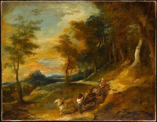 Paysage à la charrette (Jean-François de Troy) - Muzeo.com